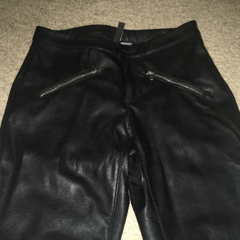 faux black leather pants from H&M